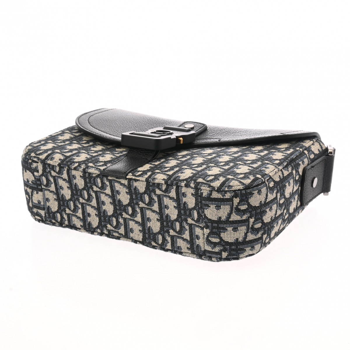 Christian Dior サドルバッグ ネイビー/ベージュ Dior ロゴ入り