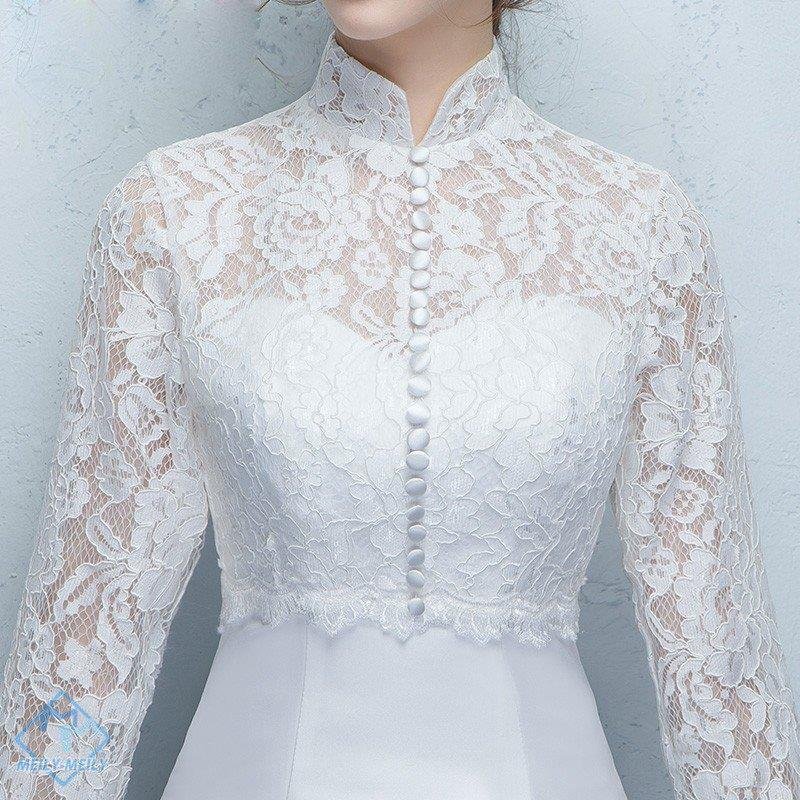 ウエディングドレス 安い レース 白 長袖 ロングドレス 結婚式 花嫁 ブライダル ウエディングドレ