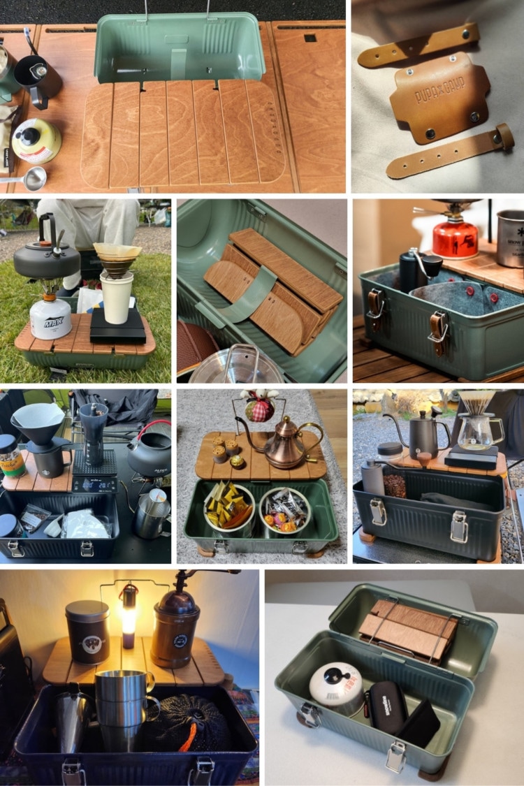 スタンレランチボックス用 PUPACAMP ウッド天板 ウッドアクセサリー 天板 ランタン用ハンガー 底パーツ 革カバー キャンプ用品