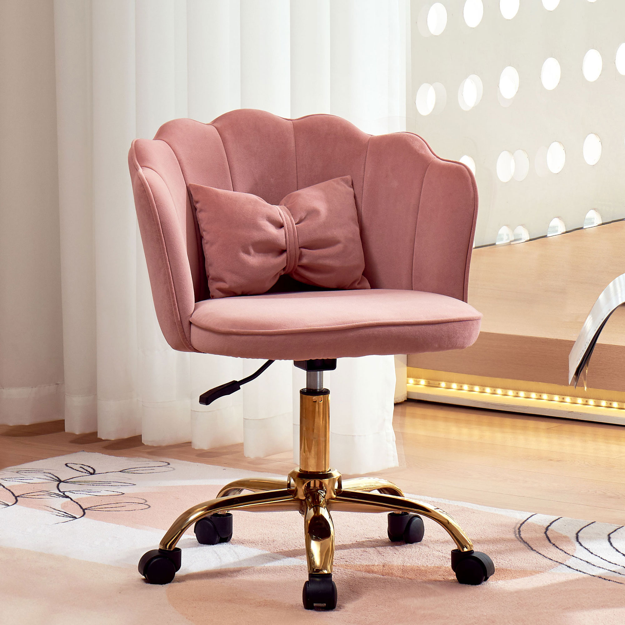 デスクチェア ワークチェア 椅子 ピンク おしゃれ 北欧 1人用 1人掛け 回転 昇降 在宅勤務 キャスター付 RKC-401PK / 東谷 オフィスチェア 事務椅子 ピンク デスクチェア 在宅ワーク チェア 椅子