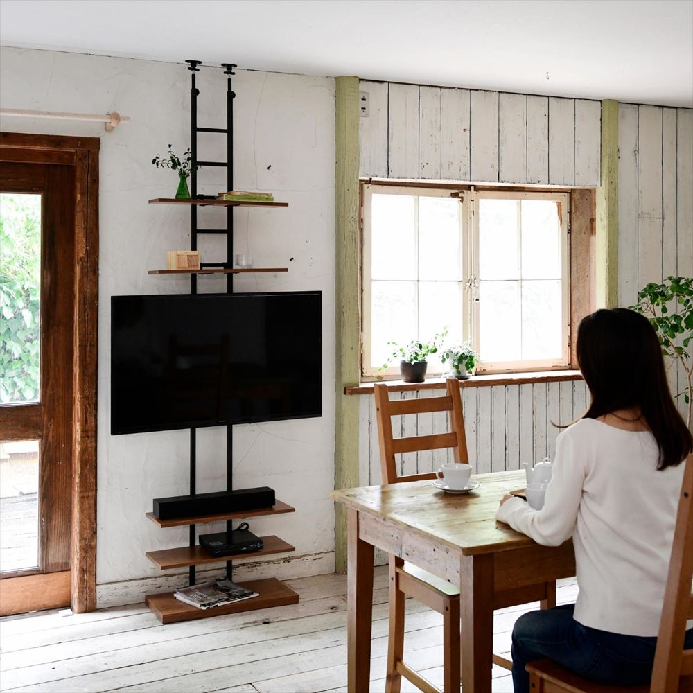 テレビ台 壁掛け風 突っ張り 壁寄せ 32型-55型 対応 幅60 奥行32 高さ230-260cm