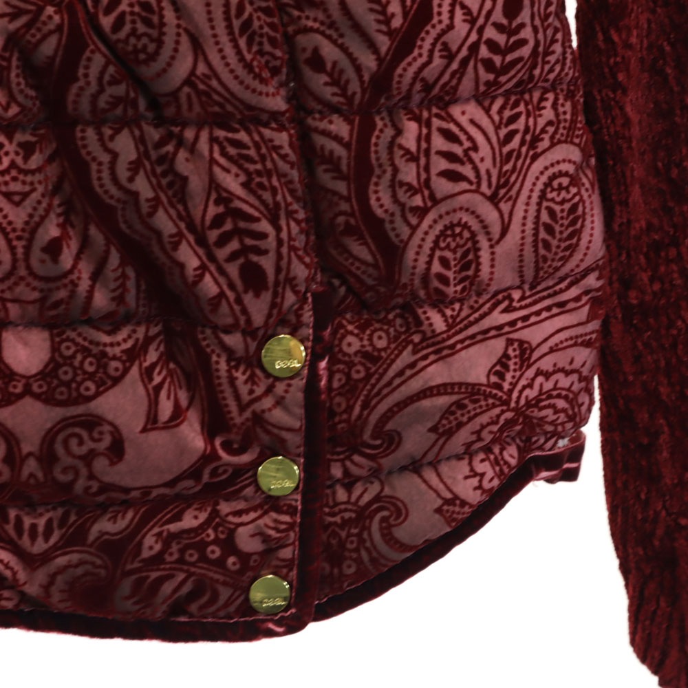 ペイズリー柄 ジャケット 36 ボルドー 2WAY 中綿ベスト レディース ペイズリー柄 ジャケット 36 ボルドー 2WAY 中綿ベスト レディース