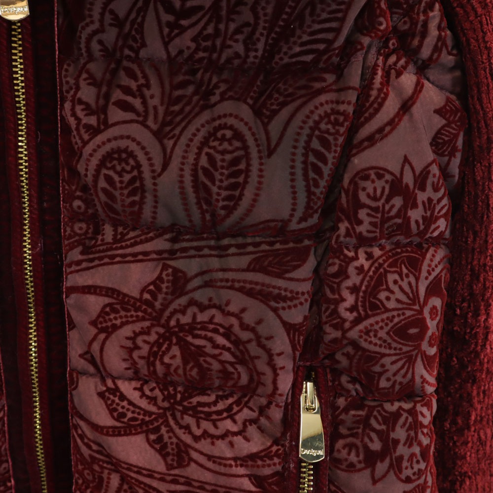 ペイズリー柄 ジャケット 36 ボルドー 2WAY 中綿ベスト レディース ペイズリー柄 ジャケット 36 ボルドー 2WAY 中綿ベスト レディース