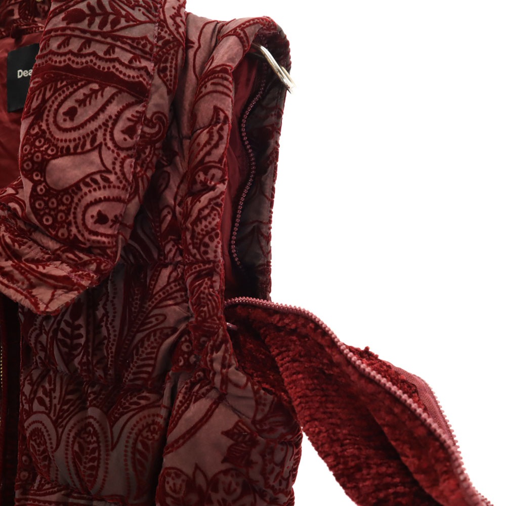 ペイズリー柄 ジャケット 36 ボルドー 2WAY 中綿ベスト レディース ペイズリー柄 ジャケット 36 ボルドー 2WAY 中綿ベスト レディース