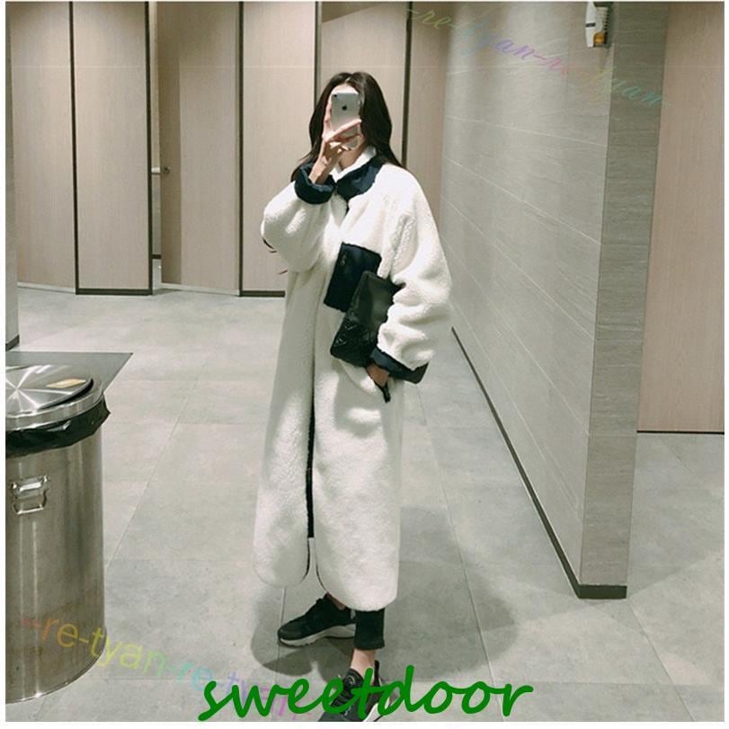 リバーシブルボアコート ロング丈 ボア スタンドカラー もこもこ 暖かい コート アウター レディース 秋 冬 リバーシブルボアコート ロング丈 ボア スタンドカラー もこもこ 暖かい コート アウター レディース 秋 冬