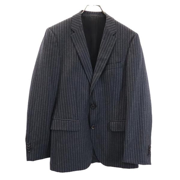 ウール ストライプ柄 スーツ 上下セットアップ 34R グレー系 ジャケット ロングパンツ メンズ ウール ストライプ柄 スーツ 上下セットアップ 34R グレー系 ジャケット ロングパンツ メンズ
