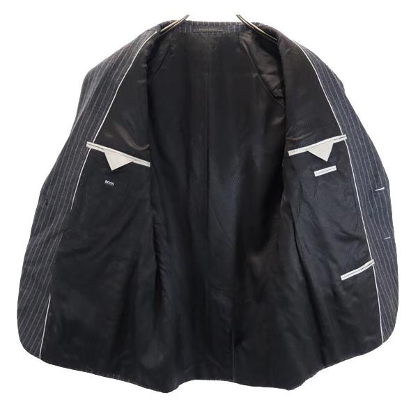 ウール ストライプ柄 スーツ 上下セットアップ 34R グレー系 ジャケット ロングパンツ メンズ ウール ストライプ柄 スーツ 上下セットアップ 34R グレー系 ジャケット ロングパンツ メンズ