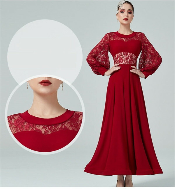 社交ダンス ワンピース 黒 モダンドレス 大きいサイズ 長袖 社交ダンス