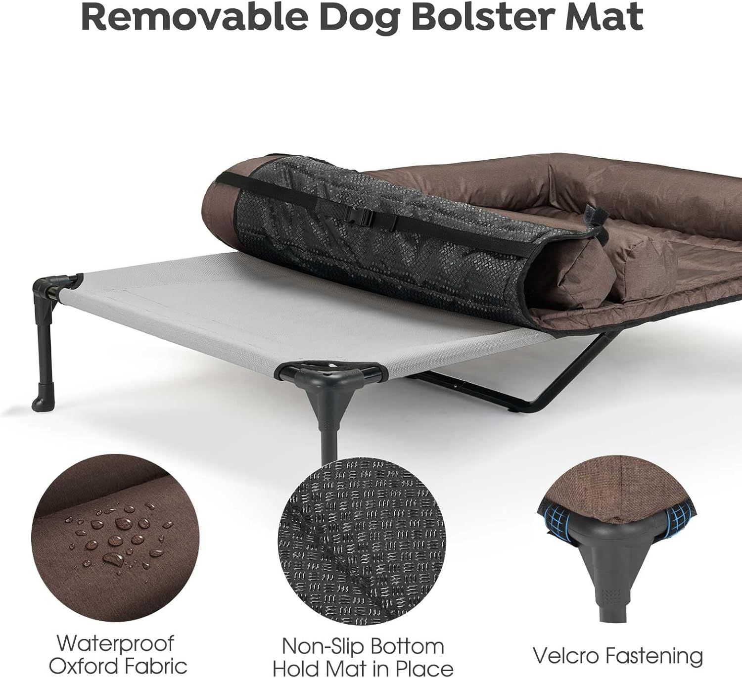 犬 ベッドドッグコット犬 コットのエレベーテッドドッグベッド + 中型犬用の取り外し可能なダブルドッグベッドクッション防水ボルスターマット付きのエレベーテッドドッグベッド通気性メッシュ滑り止