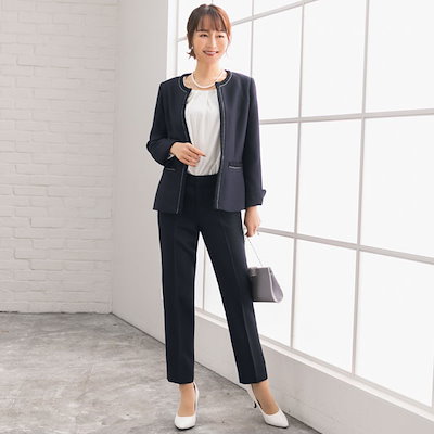 ♡新品♡ツイード系♡パンツスーツ♡ Qoo10] 夢展望 即納ツイードジャケットのパンツスーツ