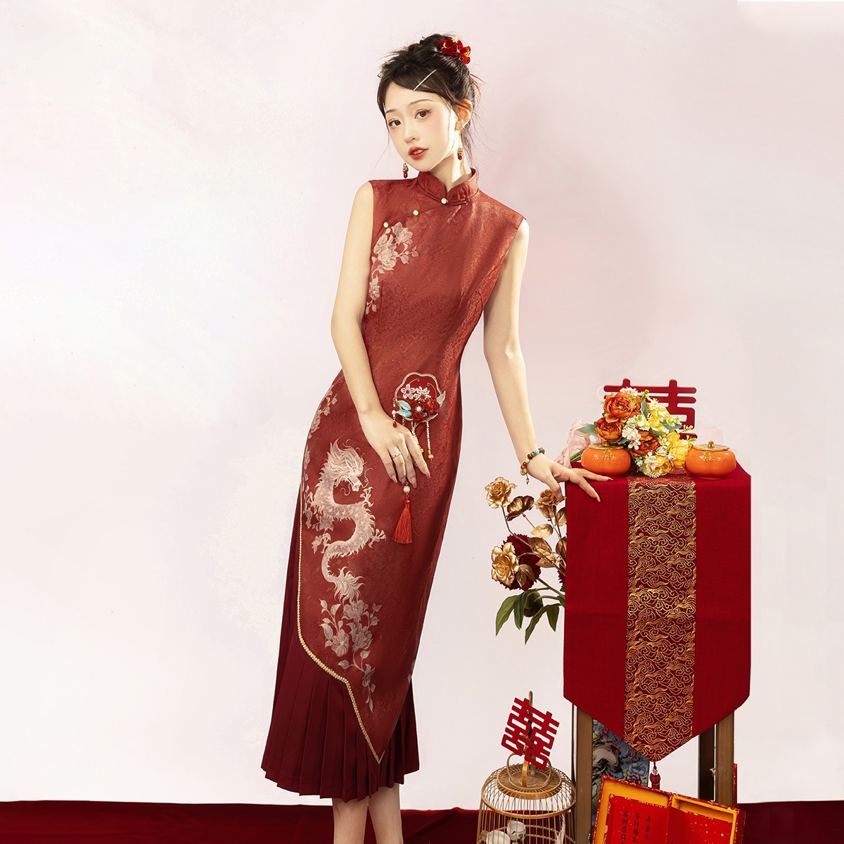 在库限りです! 【フルセット】金玉良縁cosエレメントチャイナドレス敬酒服ロングドレス韓国ドレス 在库限りです! 【フルセット】金玉良縁cosエレメントチャイナドレス敬酒服ロングドレス韓国ドレス