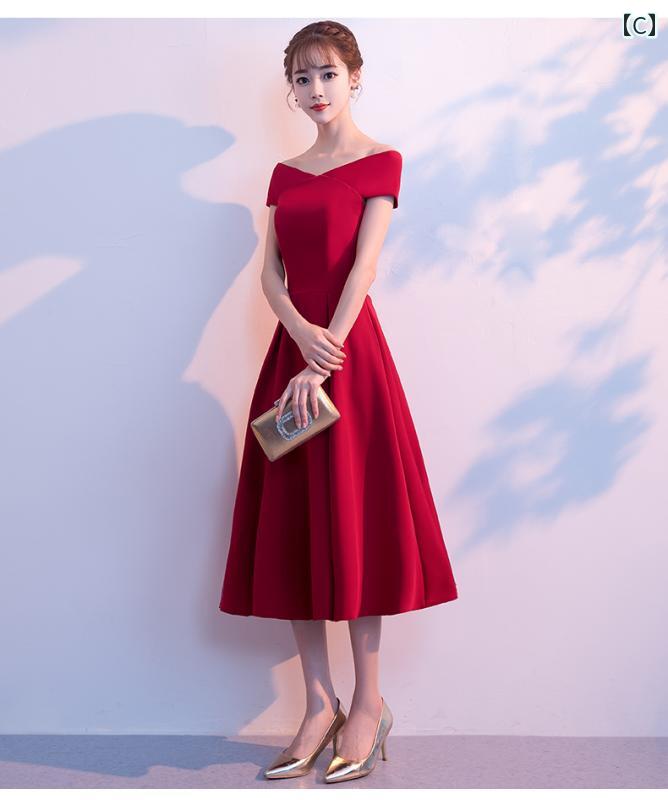 ドレス　パーティー　レディース 通常 時に 着用 できる ワンショルダー ドレス フェアリーの スカート パーティーの パーティー スリム スタイル