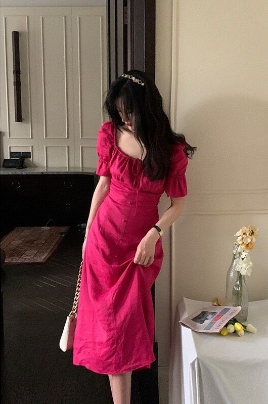 ワンピース レトロ クラシカル 膝下 ミモレ丈 袖あり 半袖 パフスリーブ スクエアネック 襟付き 細身 リボン ハイウエスト ピンク 大人可愛い きれいめ シンプル カジュアル 大人 お洒落 個性的 ワンピース レトロ クラシカル 膝下 ミモレ丈 袖あり 半袖 パフスリーブ スクエアネック 襟付き 細身 リボン ハイウエスト ピンク 大人可愛い きれいめ シンプル カジュアル 大人 お洒落 個性的