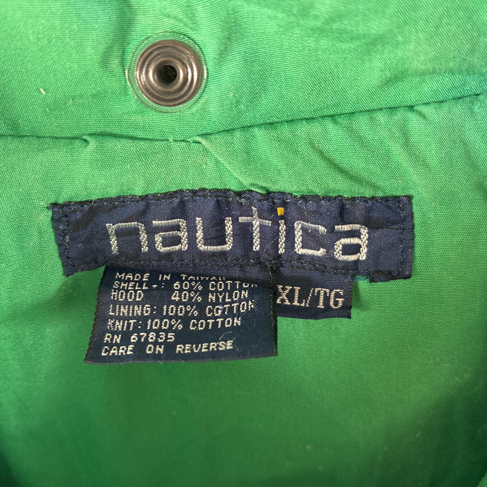 古着 90s/90年代 セーリングジャケット スリーブ刺繍ロゴ 収納フード付き XL ホワイト メンズ