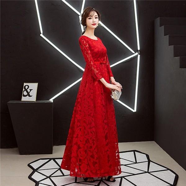 ロングドレス 演奏会 着痩せ パーティードレス レッド 袖あり レディース ロング丈 ドレス 結婚式 ワンピース フォーマル ドレス ロングドレス 演奏会 着痩せ パーティードレス レッド 袖あり レディース ロング丈 ドレス 結婚式 ワンピース フォーマル ドレス