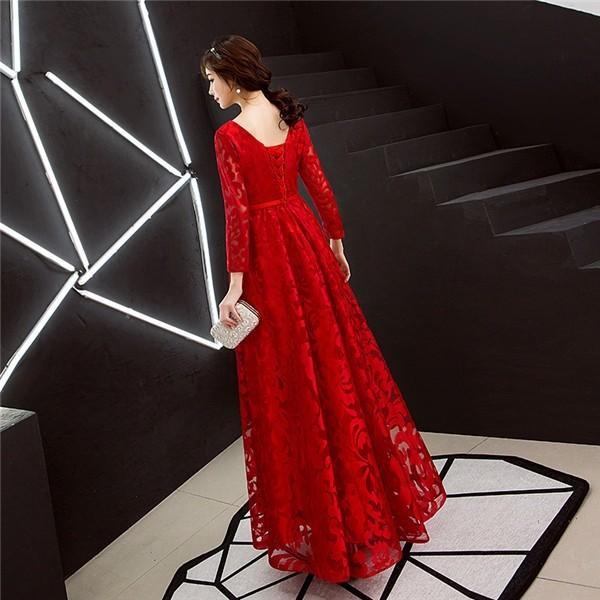 ロングドレス 演奏会 着痩せ パーティードレス レッド 袖あり レディース ロング丈 ドレス 結婚式 ワンピース フォーマル ドレス ロングドレス 演奏会 着痩せ パーティードレス レッド 袖あり レディース ロング丈 ドレス 結婚式 ワンピース フォーマル ドレス