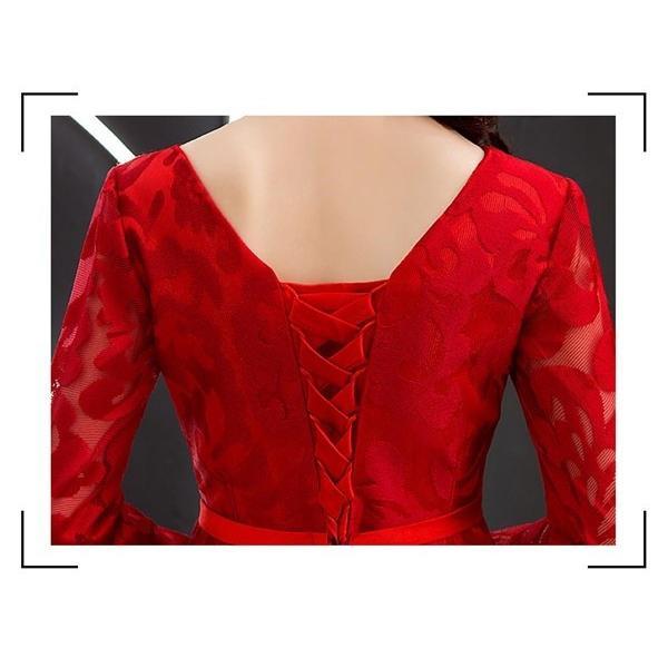 ロングドレス 演奏会 着痩せ パーティードレス レッド 袖あり レディース ロング丈 ドレス 結婚式 ワンピース フォーマル ドレス ロングドレス 演奏会 着痩せ パーティードレス レッド 袖あり レディース ロング丈 ドレス 結婚式 ワンピース フォーマル ドレス