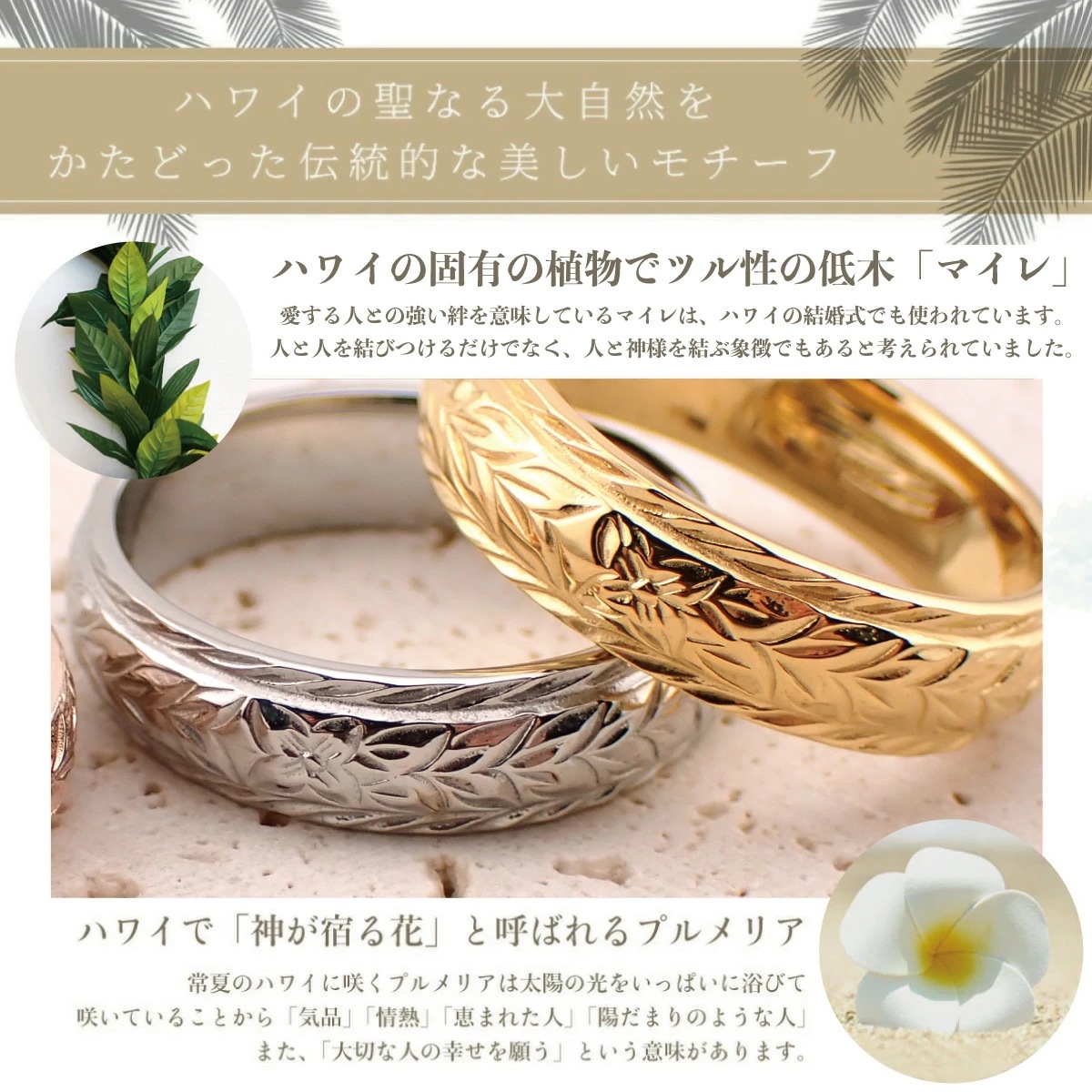 リング レディース メンズ サージカルステンレス316L製 ハワイアンジュエリー プルメリア マイレ リング レディース メンズ サージカルステンレス316L製 ハワイアンジュエリー プルメリア マイレ