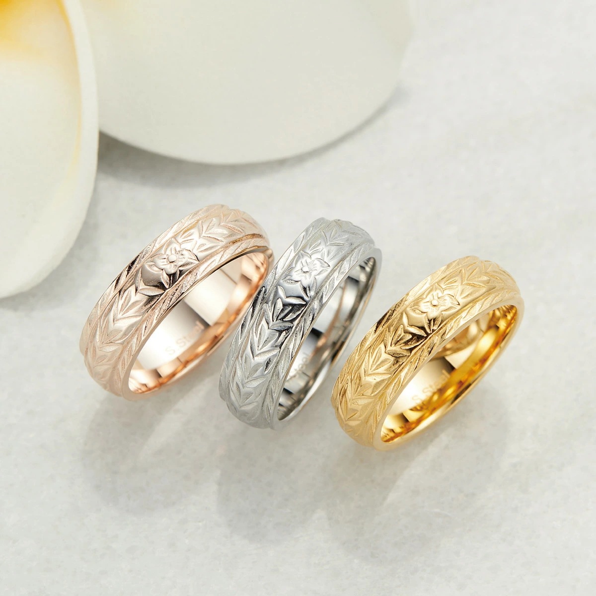 リング レディース メンズ サージカルステンレス316L製 ハワイアンジュエリー プルメリア マイレ リング レディース メンズ サージカルステンレス316L製 ハワイアンジュエリー プルメリア マイレ