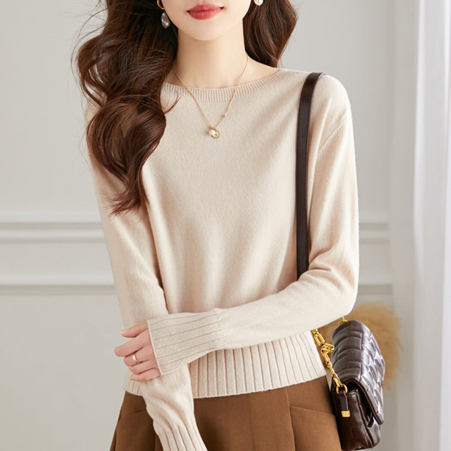 トップス ニットソー セーター 袖あり 長袖 ストレート Iライン かわいい 大人可愛い きれいめ シンプル 大人 上品 おしゃれ お洒落 大人可愛い 大人女子 ラブリー キュート ガーリー