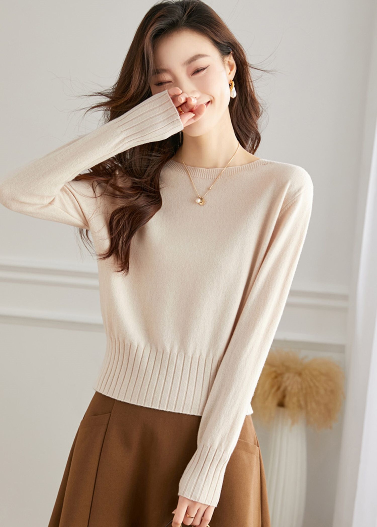 トップス ニットソー セーター 袖あり 長袖 ストレート Iライン かわいい 大人可愛い きれいめ シンプル 大人 上品 おしゃれ お洒落 大人可愛い 大人女子 ラブリー キュート ガーリー