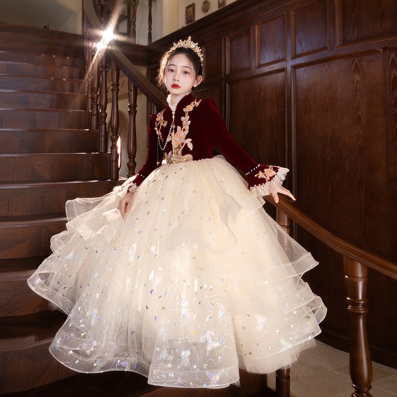 【2枚購入で 3oo円OFF】女の子のドレススプリングワインレッドベルベット美とハイエンドのホストピアノパフォーマンスコスム 【2枚購入で 3oo円OFF】女の子のドレススプリングワインレッドベルベット美とハイエンドのホストピアノパフォーマンスコスム