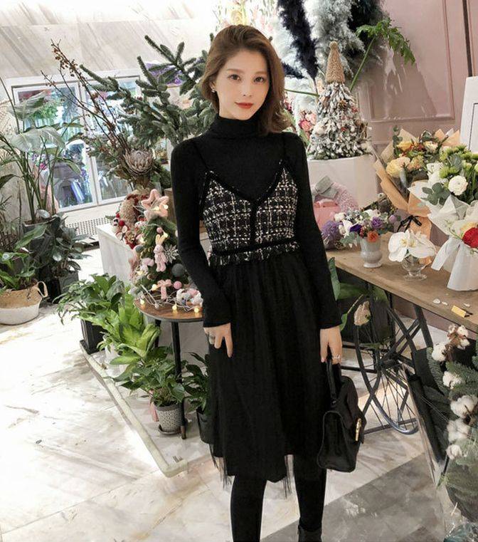 レディース 2点セット 2種類 ハイネック ニット キャミソールワンピ