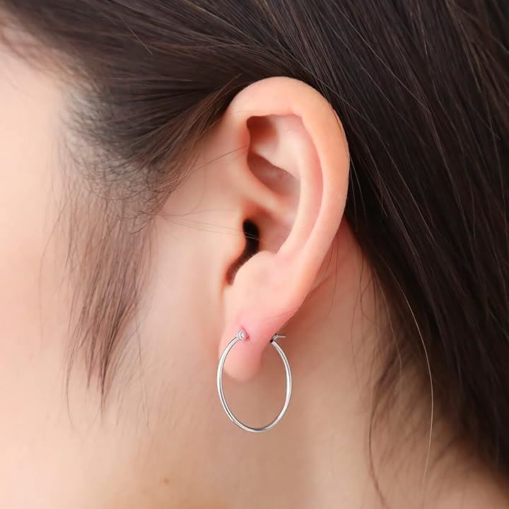 Piena(ピエナ)K14WG ホワイトゴールド フープシンプル 日本製 縦9mm 横10.5mm ピアス レディース Piena(ピエナ)K14WG ホワイトゴールド フープシンプル 日本製 縦9mm 横