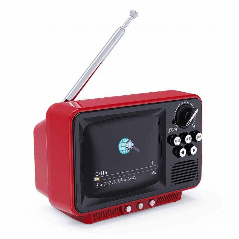 WINTECH　2.8インチポータブルワンセグテレビ ［ワイドFM対応 /テレビ/AM/FM］ レッド　TVR-RT1 RD