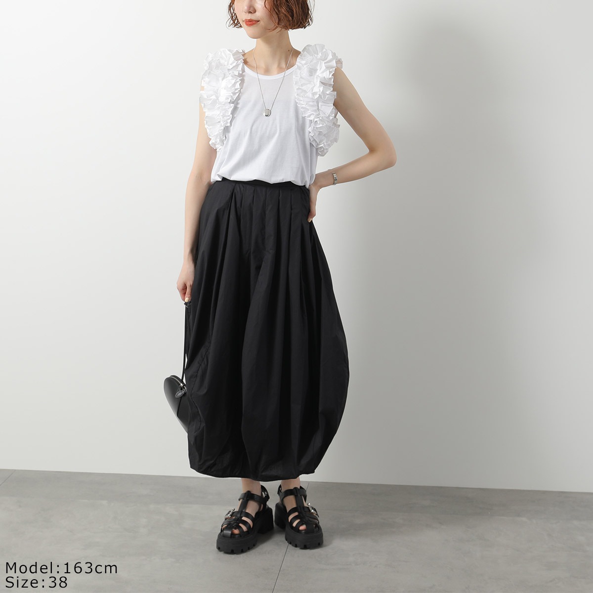 MEIMEIJ メイメイジェイ ノースリーブ カットソー M5PX03 レディース コットン タンクトップ バックオープン リボン フリル クルーネック カラー2色 【mega】