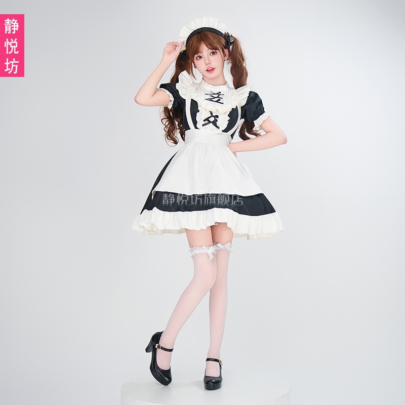 日本の秋葉原コスプレ大きいサイズコスメイド服白黒ロリータドレススカートロリータメイド制服 日本の秋葉原コスプレ大きいサイズコスメイド服白黒ロリータドレススカートロリータメイド制服