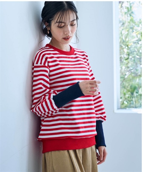 Tシャツ・カットソー 綿混配色リブボーダーカットソープルオーバー Otona Purete mdprevattcaulkingandwaterproofing.com