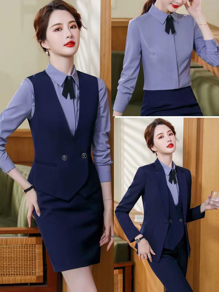 プロフェッショナルベストスーツフェミニンジュエリー美容師作業服秋服ホテルフロント3点セット プロフェッショナルベストスーツフェミニンジュエリー美容師作業服秋服ホテルフロント3点セット