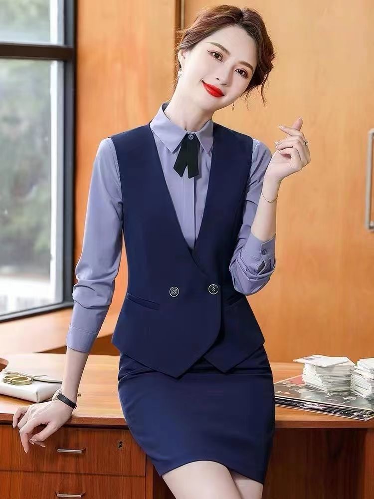 プロフェッショナルベストスーツフェミニンジュエリー美容師作業服秋服ホテルフロント3点セット プロフェッショナルベストスーツフェミニンジュエリー美容師作業服秋服ホテルフロント3点セット