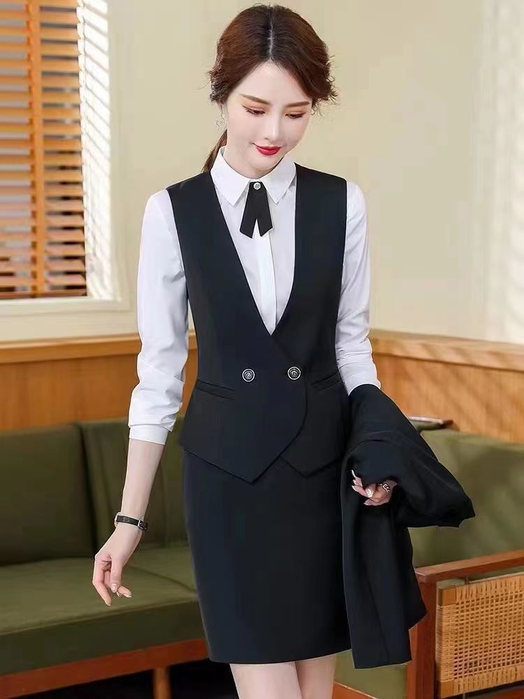 プロフェッショナルベストスーツフェミニンジュエリー美容師作業服秋服ホテルフロント3点セット プロフェッショナルベストスーツフェミニンジュエリー美容師作業服秋服ホテルフロント3点セット