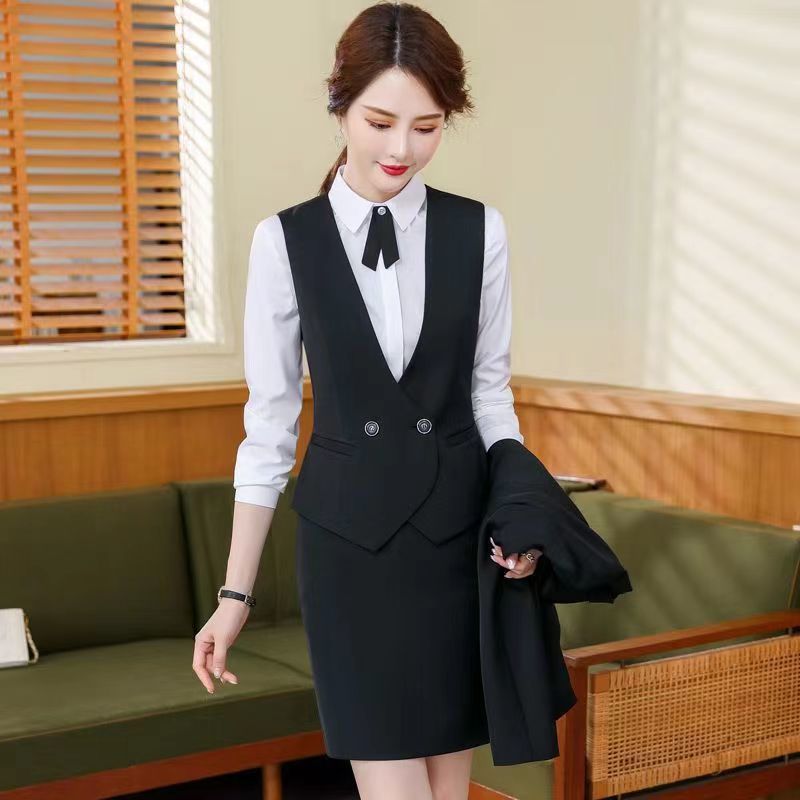 プロフェッショナルベストスーツフェミニンジュエリー美容師作業服秋服ホテルフロント3点セット プロフェッショナルベストスーツフェミニンジュエリー美容師作業服秋服ホテルフロント3点セット
