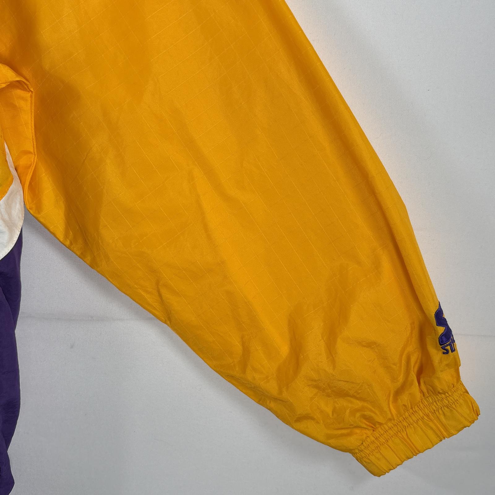 古着 ナイロンジャケット パーカー ハスキーチームロゴ刺繍 ツートンカラー フルジップ L イエロー メンズ