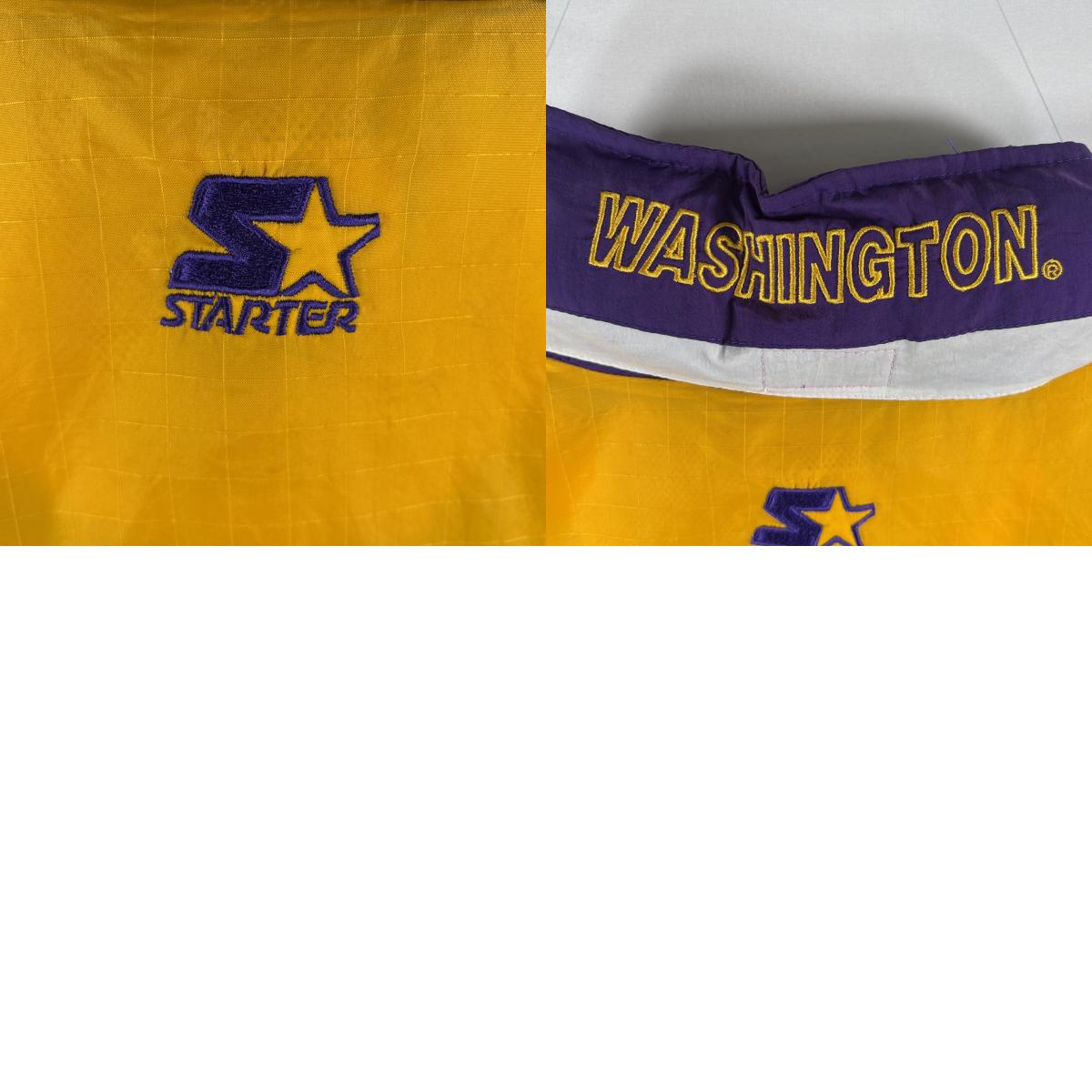 古着 ナイロンジャケット パーカー ハスキーチームロゴ刺繍 ツートンカラー フルジップ L イエロー メンズ