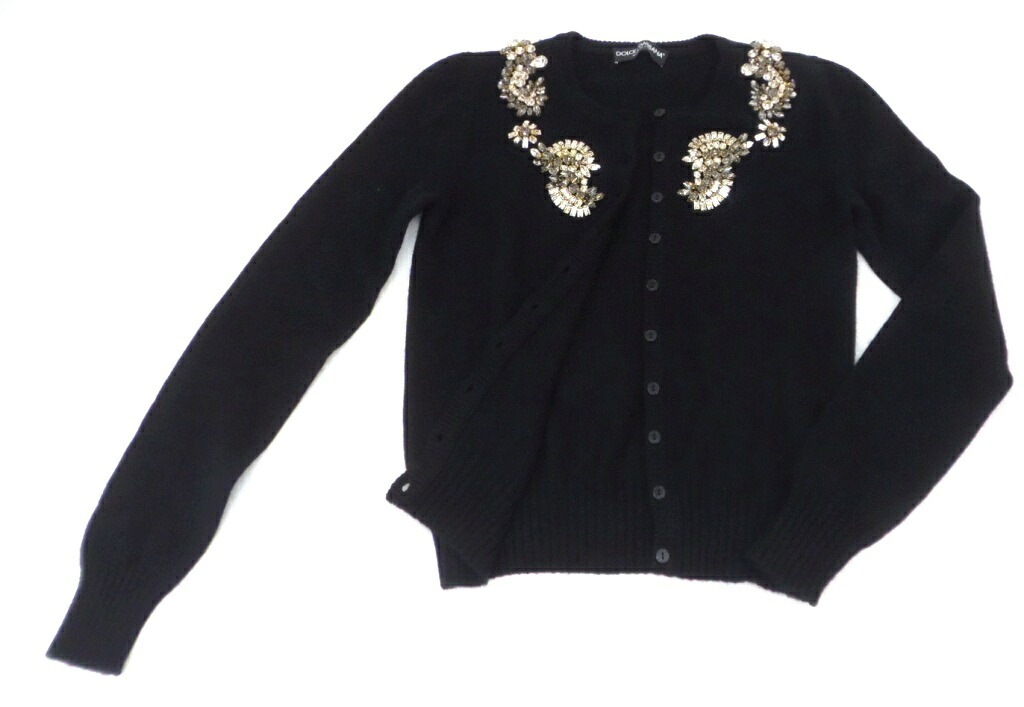 Dolce&Gabbana ビジュー付きニットカーディガン 黒【中古】(57232) Dolce&Gabbana ビジュー付きニットカーディガン 黒【中古】(57232)