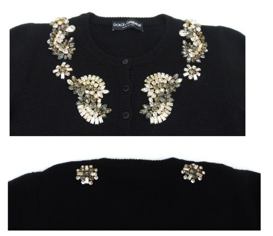 Dolce&Gabbana ビジュー付きニットカーディガン 黒【中古】(57232) Dolce&Gabbana ビジュー付きニットカーディガン 黒【中古】(57232)