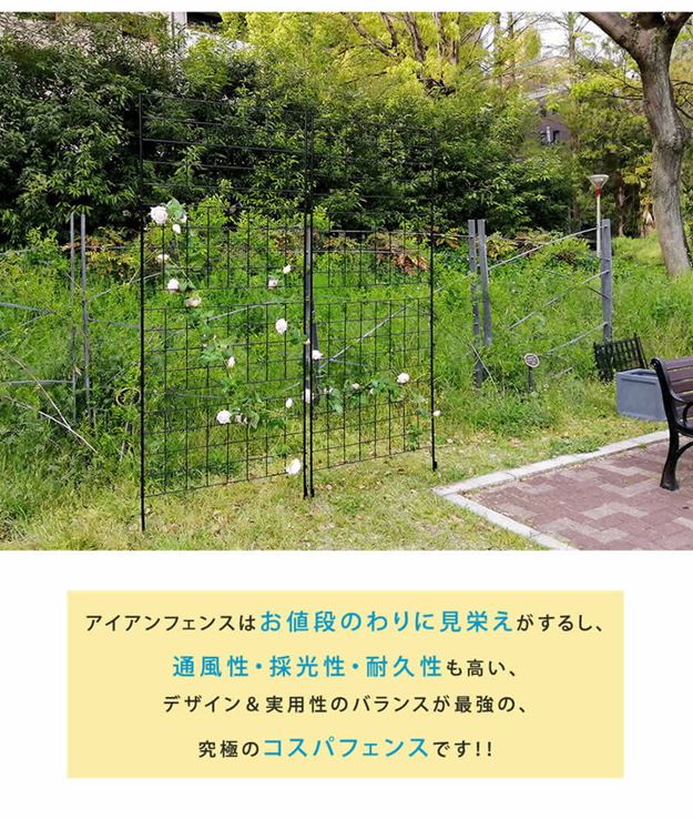 ガーデンフェンス アイアンフェンス DIY 挿し込み式 ハイタイプ 幅88.5 高さ226cm 1枚 グラフ グリーンカーテン