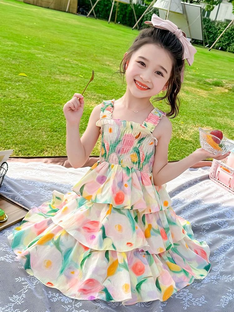 【1つ買うと10つ無料】女の子のビーチ夏2025年夏子供用プリンセスドレスリトルガールベイビーストレンジケーキドレス 【1つ買うと10つ無料】女の子のビーチ夏2025年夏子供用プリンセスドレスリトルガールベイビーストレンジケーキドレス