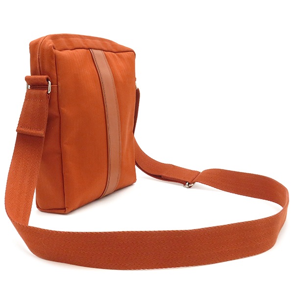 エルメス HERMES ショルダーバッグ アカプルコ ポシェット バンドリエール トワルシェブロン レザー オレンジ シルバー金具【中古】