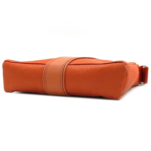 エルメス HERMES ショルダーバッグ アカプルコ ポシェット バンドリエール トワルシェブロン レザー オレンジ シルバー金具【中古】