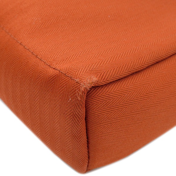 エルメス HERMES ショルダーバッグ アカプルコ ポシェット バンドリエール トワルシェブロン レザー オレンジ シルバー金具【中古】