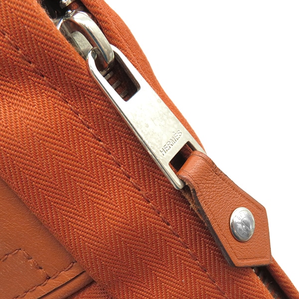 エルメス HERMES ショルダーバッグ アカプルコ ポシェット バンドリエール トワルシェブロン レザー オレンジ シルバー金具【中古】