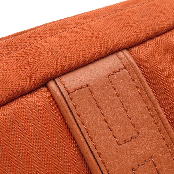 エルメス HERMES ショルダーバッグ アカプルコ ポシェット バンドリエール トワルシェブロン レザー オレンジ シルバー金具【中古】