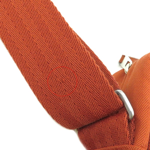 エルメス HERMES ショルダーバッグ アカプルコ ポシェット バンドリエール トワルシェブロン レザー オレンジ シルバー金具【中古】