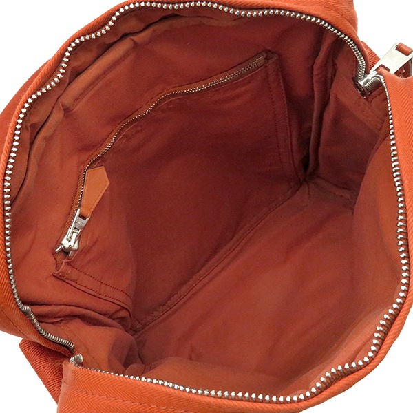 エルメス HERMES ショルダーバッグ アカプルコ ポシェット バンドリエール トワルシェブロン レザー オレンジ シルバー金具【中古】