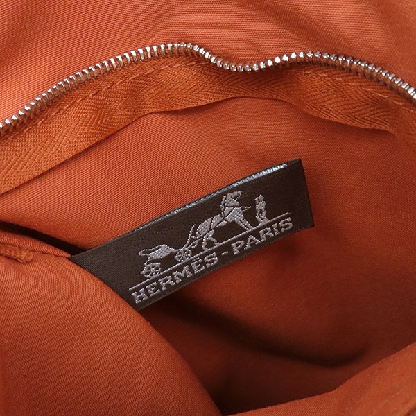 エルメス HERMES ショルダーバッグ アカプルコ ポシェット バンドリエール トワルシェブロン レザー オレンジ シルバー金具【中古】